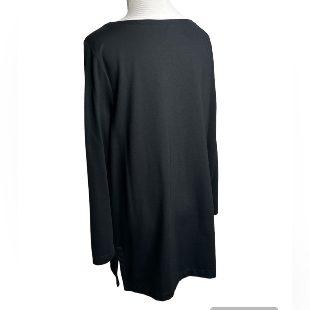 Chico’s Top Tunic long sleeves Relaxed Comfort Snaps scoop neck Travel Sz 2 LG - Picture 4 of 9